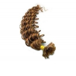 Lockiges 60 cm Haar europäischen Typs für die Keratinmethode - hellbraun